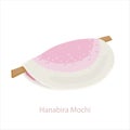 Hanabira mochi. Mochi pastry. Japanese cake from soft sticky rice flour with flower jam. Royalty Free Stock Photo