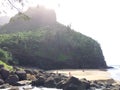 Hanakapiai Beach on Na Pali Coast on Kauai Island, Hawaii - Kalalau Trail. Royalty Free Stock Photo