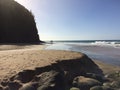 Hanakapiai Beach on Na Pali Coast on Kauai Island, Hawaii - Kalalau Trail. Royalty Free Stock Photo