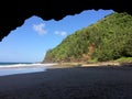 Hanakapiai Beach on Na Pali Coast on Kauai Island, Hawaii - Kalalau Trail. Royalty Free Stock Photo