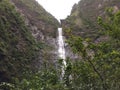 Hanakapiai Falls on Na Pali Coast on Kauai Island, Hawaii. Royalty Free Stock Photo