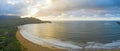 Hanalei Bay Beach Aerial Panorama at Sunset Royalty Free Stock Photo
