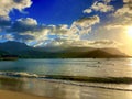 Hanalei Beach Kauai at Sunset Royalty Free Stock Photo