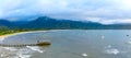 Panoramic Shot of Hanalei Beach in North Kauai, Hawaii Royalty Free Stock Photo