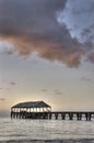 Hanalei Pier at dusk, Kauai,Hawaii.Vertical. Royalty Free Stock Photo