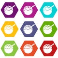 Hanami dango icons set 9 vector