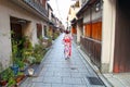 Hanamikoji Street in Gion, Kyoto, Japan. Royalty Free Stock Photo