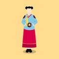 Hanbok korea traditional clothes flat style dress Royalty Free Stock Photo