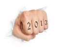 Hand with 2013 tattoo Royalty Free Stock Photo