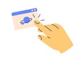 Hand and abstract browser window, using internet. Online search, web-page of website and arm icon. Site, webpage in WWW