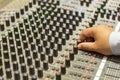 The hand adjust mixer table or fader board