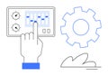 Hand Adjusting Settings on Control Panel with Gear Icon Representing Automation and System Optimization Royalty Free Stock Photo