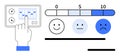 Hand Adjusting Settings with Feedback Scale and Three Emotion Faces Indicating Satisfaction Levels Royalty Free Stock Photo