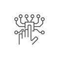 Hand and AI Chip vector Artificial Intelligence concept thin line icon Royalty Free Stock Photo