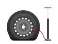 Hand air pump and flat tire Royalty Free Stock Photo