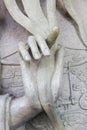 Hand of antique chinese statue touching beard, in thai temple Royalty Free Stock Photo