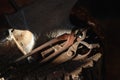 Hand anvil. Tools in old blacksmith shop Royalty Free Stock Photo