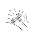 Hand applause illustration with handdrawn doodle style