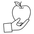 Hand with apple fresh fruit icon