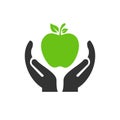 Hand Apple logo design. Apple logo with Hand concept vector. Hand and Apple logo design