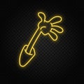 Hand, arm cartoon neon icon. Yellow neon icon