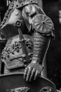 Hand in armour of the medieval knight statue Royalty Free Stock Photo