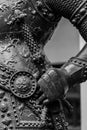 Hand in armour of the medieval knight statue Royalty Free Stock Photo