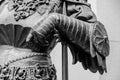 Hand in armour of the medieval knight statue