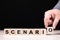 Scenario word on wood cubes