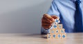 Hand arranging wood block stacking with icon healthcare medical, Insurance for your health medical, Insurance for your health