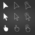 hand and arrow cursor icon. computer icons universal set for web and mobile. Vector illustration. Royalty Free Stock Photo