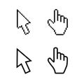 Hand and arrow cursors, smooth and pixel vectors Royalty Free Stock Photo