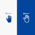 Hand, Arrow, Gestures, Left Line and Glyph Solid icon Blue banner Line and Glyph Solid icon Blue banner Royalty Free Stock Photo