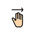 Hand, Arrow, Gestures, right  Flat Color Icon. Vector icon banner Template Royalty Free Stock Photo