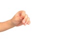 Hand of asian boy in gestures on white background Royalty Free Stock Photo