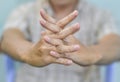 Hand of Asian elder man. Concept of rheumatoid arthritis, osteoarthritis, or joint pain Royalty Free Stock Photo