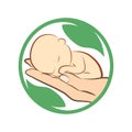 Hand and baby and child logo