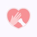 Hand of baby holding mother finger in heart shaped silhouette Royalty Free Stock Photo