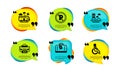 Hand baggage, Bus travel and Taxi icons set. Lighthouse, No parking and Disabled signs. Vector Royalty Free Stock Photo