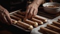 Hand-baking shortbread cookies in rustic workshop generated by AI