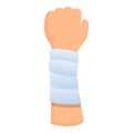 Hand bandage icon, cartoon style