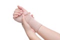 Hand with bandage support