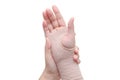 Hand with bandage support