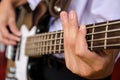 Hand for bass guitar Royalty Free Stock Photo