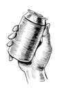 Hand and beer can Royalty Free Stock Photo