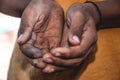 hand beggar black and white picture The concept of the poor, the homeless, the starving, the war