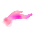 Hand begging gesture silhouette plus abstract watercolor painted. Digital art painting