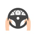 Hand behind wheel Royalty Free Stock Photo