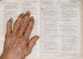 Hand and Bible Royalty Free Stock Photo