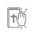 Hand bible icon. Simple line, outline of law and justice icons for ui and ux, website or mobile application